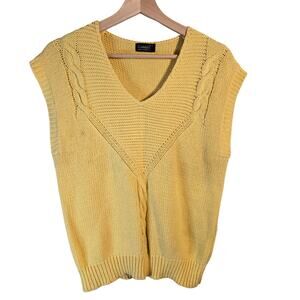Catalina Yellow Cable Knit Sweater Vest Size L Vintage Preppy Like New No Flaws